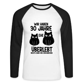 30 Jahre Ehe überlebt Perlen Hochzeit Hochzeitstag - Unisex Baseballshirt langarm - Weiß/Schwarz - Vorne - Nik (191cm)