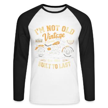Millésime 1961 Born Moto Cadeau d’anniversaire - T-shirt baseball manches longues Homme - blanc/noir - Devant - Nik (191cm)
