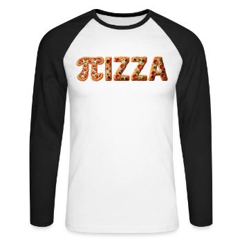 PIZZA Colorful Crust Letters - Unisex Long Sleeve Baseball T-Shirt - white/black - Front - Nik (191cm)