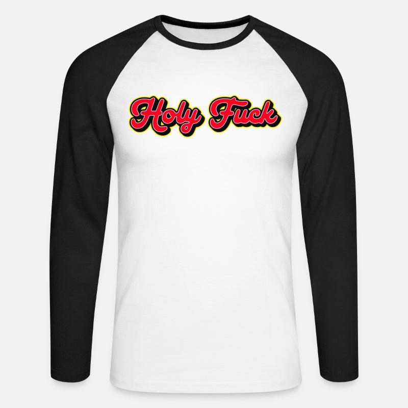 Heilige Scheiße 3D Red Script - Unisex Baseballshirt langarm - Weiß/Schwarz
