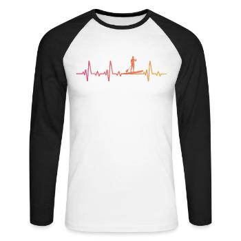Sunset Heartbeat Stand-up-Paddle - Unisex Baseballshirt langarm - Weiß/Schwarz - Vorne - Nik (191cm)