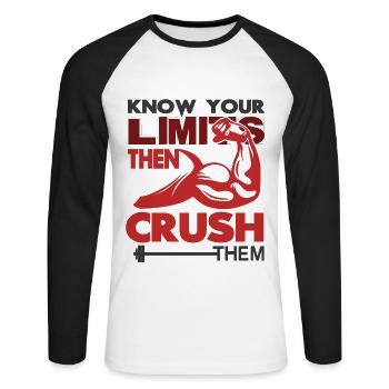 Body building - Unisex Long Sleeve Baseball T-Shirt - white/black - Front - Nik (191cm)