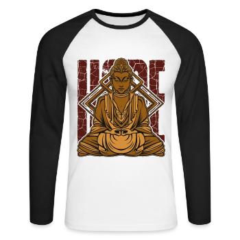 Buddha Meditation Buddhism Yoga Gift - Unisex Long Sleeve Baseball T-Shirt - white/black - Front - Nik (191cm)