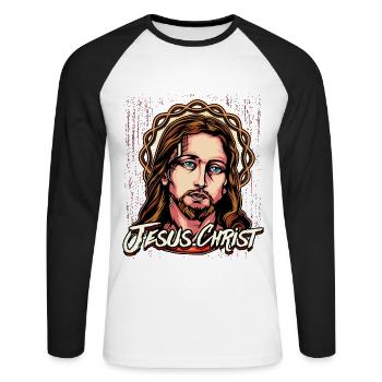 Jesus Christ - Unisex Long Sleeve Baseball T-Shirt - white/black - Front - Nik (191cm)