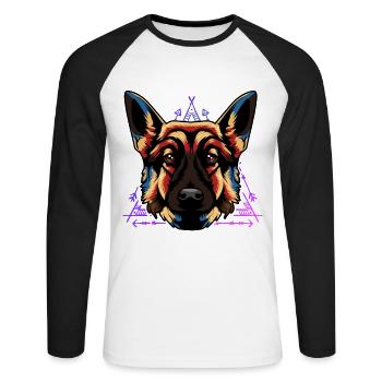 German shepherd dog - Unisex Long Sleeve Baseball T-Shirt - white/black - Front - Nik (191cm)