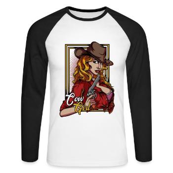 Vintage Western Girl - Unisex Long Sleeve Baseball T-Shirt - white/black - Front - Nik (191cm)