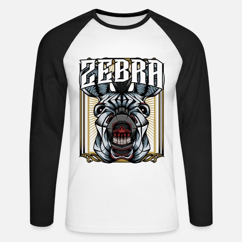 Zebra Modern - Unisex Baseballshirt langarm - Weiß/Schwarz