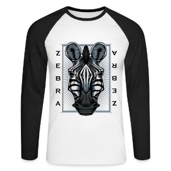 Zebras - Unisex Baseballshirt langarm - Weiß/Schwarz - Vorne - Nik (191cm)