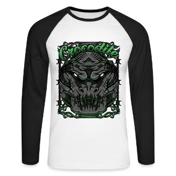 Crocodile Moderne - T-shirt baseball manches longues Homme - blanc/noir - Devant - Nik (191cm)