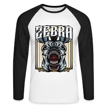 Zebra Zebra Zebra Zebrakopf Modern Trendy Cheval - T-shirt baseball manches longues Homme - blanc/noir - Devant - Nik (191cm)