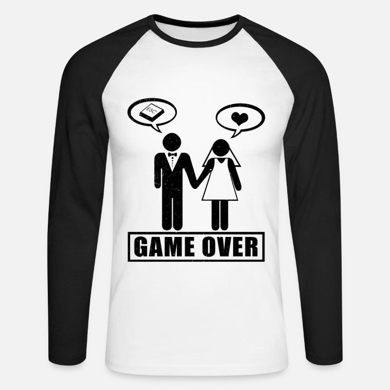 Game Over | Hochzeitsgeschenk Ehepaar ESC - Unisex Baseballshirt langarm - Weiß/Schwarz