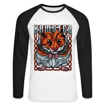 Trendy Hamster Haustier Nagetier Maus Geschenk - Unisex Baseballshirt langarm - Weiß/Schwarz - Vorne - Nik (191cm)