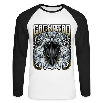 Kakadus | Cadeau de papa d’oiseau à la hote jaune - T-shirt baseball manches longues Homme - blanc/noir - Devant - Nik (191cm)