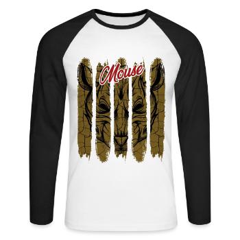 Vintage Retro Style Mice | Mouse Animal Gift - Unisex Long Sleeve Baseball T-Shirt - white/black - Front - Nik (191cm)