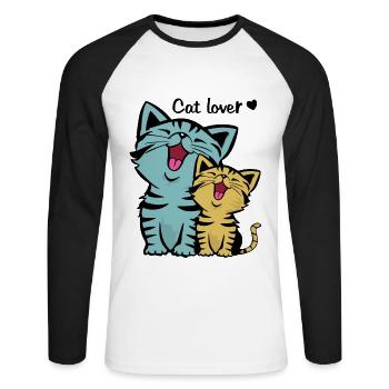 cat lovers - Unisex Long Sleeve Baseball T-Shirt - white/black - Front - Nik (191cm)