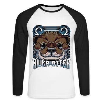 Modern Sea Otter | Trendy woodlander gift - Unisex Long Sleeve Baseball T-Shirt - white/black - Front - Nik (191cm)