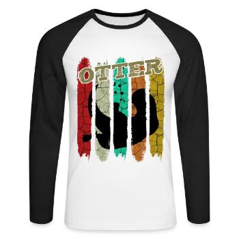 Retro Style Vintage Seeotter Wassermarder Geschenk - Unisex Baseballshirt langarm - Weiß/Schwarz - Vorne - Nik (191cm)