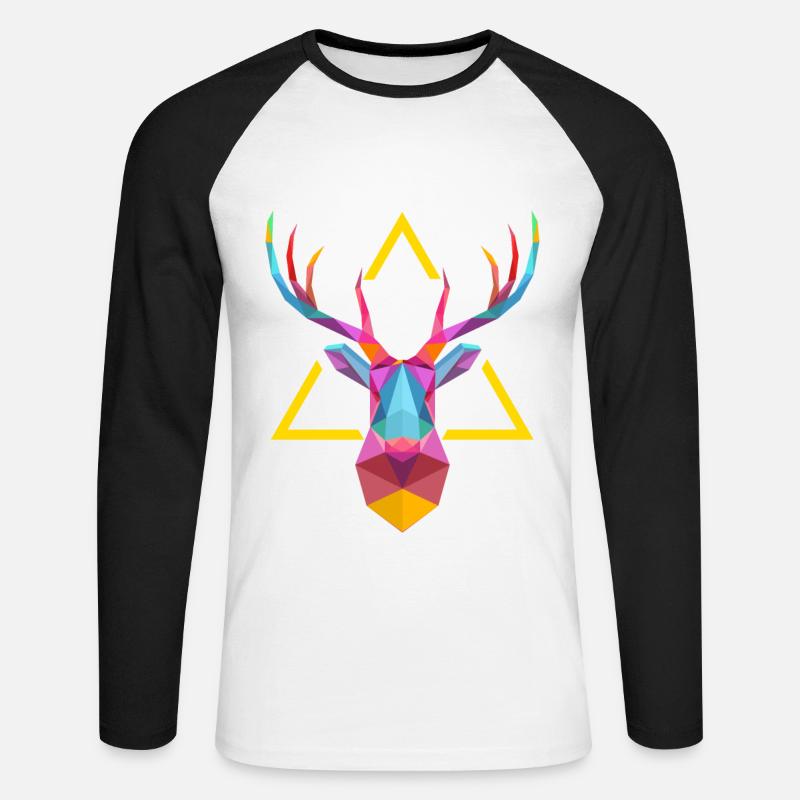 antler - Unisex Long Sleeve Baseball T-Shirt - white/black