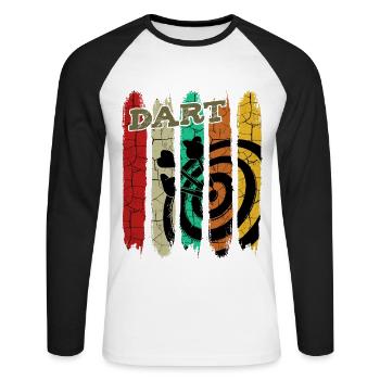 Retro Style Vintage Dartboard Darts Gift - Unisex Long Sleeve Baseball T-Shirt - white/black - Front - Nik (191cm)
