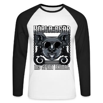 Cool Koala | Trendy lunettes de soleil animal cadeau - T-shirt baseball manches longues Homme - blanc/noir - Devant - Nik (191cm)