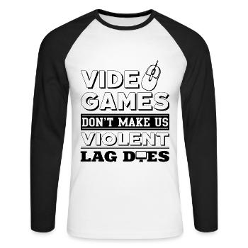 Gamer - Unisex Long Sleeve Baseball T-Shirt - white/black - Front - Nik (191cm)