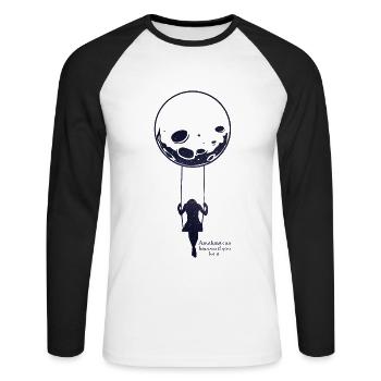 Moon rocking - T-shirt baseball manches longues Homme - blanc/noir - Devant - Nik (191cm)