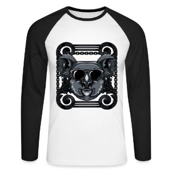 Koala - Unisex Baseballshirt langarm - Weiß/Schwarz - Vorne - Nik (191cm)