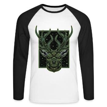 Bois de cerf - T-shirt baseball manches longues Homme - blanc/noir - Devant - Nik (191cm)