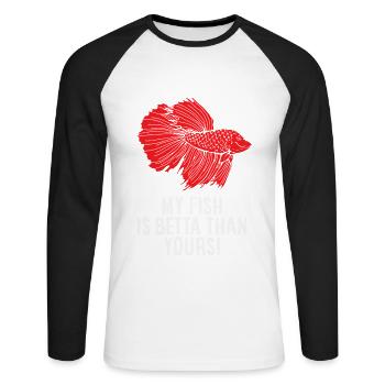 Betta Splendens Kampffisch Labyrinthfisch Geschenk - Unisex Baseballshirt langarm - Weiß/Schwarz - Vorne - Nik (191cm)