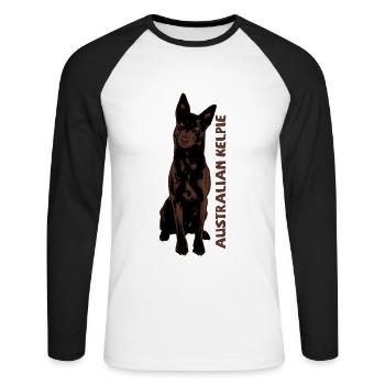 Australian Kelpie - T-shirt baseball manches longues Homme - blanc/noir - Devant - Nik (191cm)