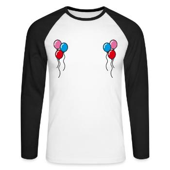 Luftballons Geschenkidee - Unisex Baseballshirt langarm - Weiß/Schwarz - Vorne - Nik (191cm)