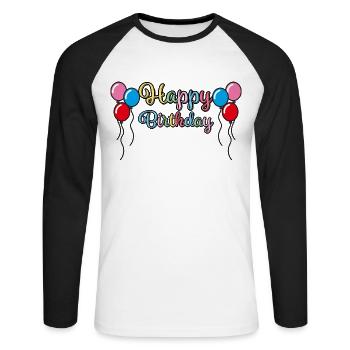 Happy Birthday Greetings - Unisex Long Sleeve Baseball T-Shirt - white/black - Front - Nik (191cm)