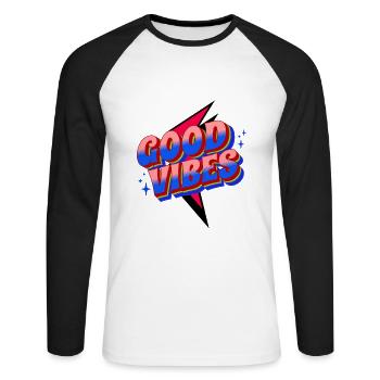 Gute Stimmung Retro Shirt - Unisex Baseballshirt langarm - Weiß/Schwarz - Vorne - Nik (191cm)