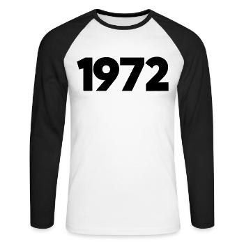 1972 Année de naissance - T-shirt baseball manches longues Homme - blanc/noir - Devant - Nik (191cm)