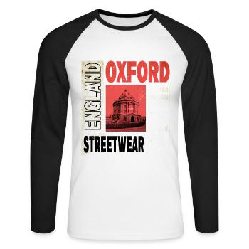 Oxford Angleterre UK City Skyline Accueil Amour - T-shirt baseball manches longues Homme - blanc/noir - Devant - Nik (191cm)