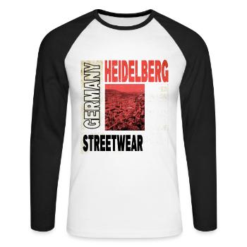 Heidelberg Deutschland Stadt Skyline Heimat Liebe - Unisex Baseballshirt langarm - Weiß/Schwarz - Vorne - Nik (191cm)