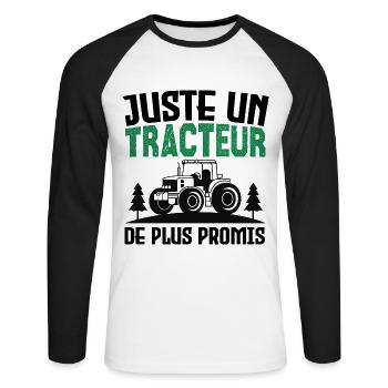 Juste un tracteur. de plus promis. agriculteur - T-shirt baseball manches longues Homme - blanc/noir - Devant - Nik (191cm)