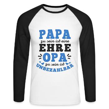 PAPA SEIN IST EINE EHRE OPA SEIN IST UNBEZAHLBAR - Unisex Baseballshirt langarm - Weiß/Schwarz - Vorne - Nik (191cm)