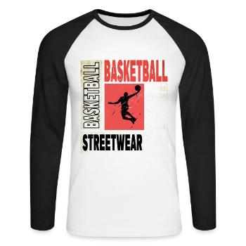 Basketteur Basketteur Dunking Sport Player - T-shirt baseball manches longues Homme - blanc/noir - Devant - Nik (191cm)