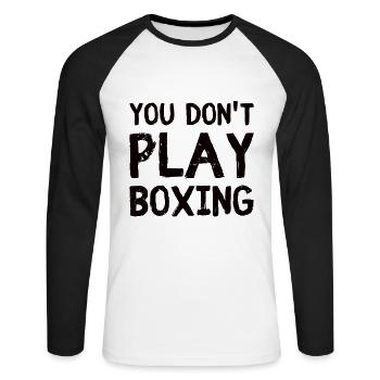 Boxkämpfer, Boxsport, Boxen Geschenkidee - Unisex Baseballshirt langarm - Weiß/Schwarz - Vorne - Nik (191cm)