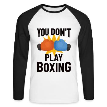 Boxkämpfer, Boxsport, Boxen Geschenkidee - Unisex Baseballshirt langarm - Weiß/Schwarz - Vorne - Nik (191cm)