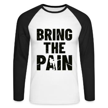 BRING THE PAIN - Boxen, Fightwear Geschenkidee - Unisex Baseballshirt langarm - Weiß/Schwarz - Vorne - Nik (191cm)