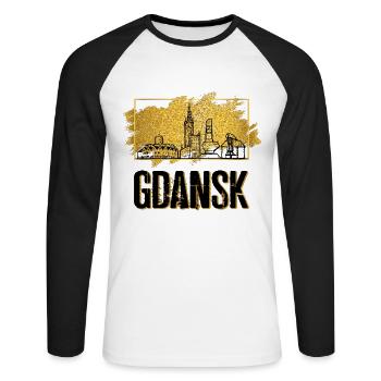 Danzig Gdansk Polen Stadt Skyline Heimat Gold - Unisex Baseballshirt langarm - Weiß/Schwarz - Vorne - Nik (191cm)