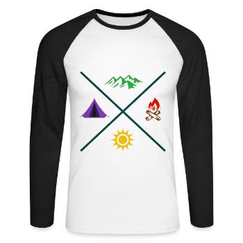 Zelten - Unisex Baseballshirt langarm - Weiß/Schwarz - Vorne - Nik (191cm)