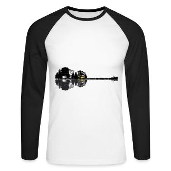 Gitarre - Unisex Baseballshirt langarm - Weiß/Schwarz - Vorne - Nik (191cm)