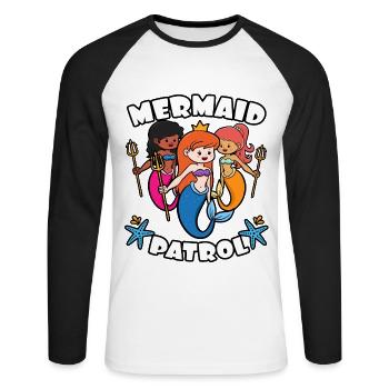 Patrouille de sirène - T-shirt baseball manches longues Homme - blanc/noir - Devant - Nik (191cm)