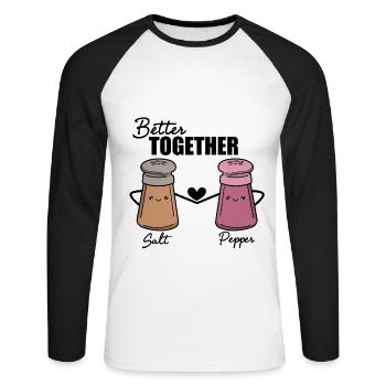 salt pepper - Unisex Long Sleeve Baseball T-Shirt - white/black - Front - Nik (191cm)