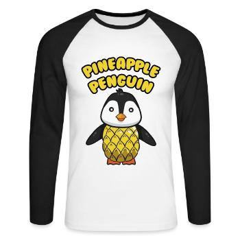 Manchot ananas - T-shirt baseball manches longues Homme - blanc/noir - Devant - Nik (191cm)