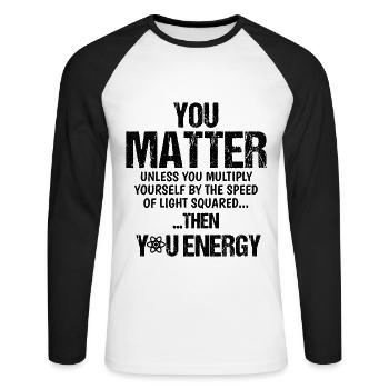 physics - Unisex Long Sleeve Baseball T-Shirt - white/black - Front - Nik (191cm)