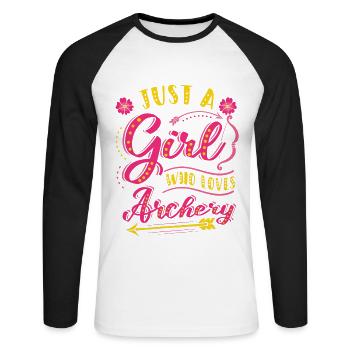 Juste une fille qui aime le tir à l'arc - T-shirt baseball manches longues Homme - blanc/noir - Devant - Nik (191cm)